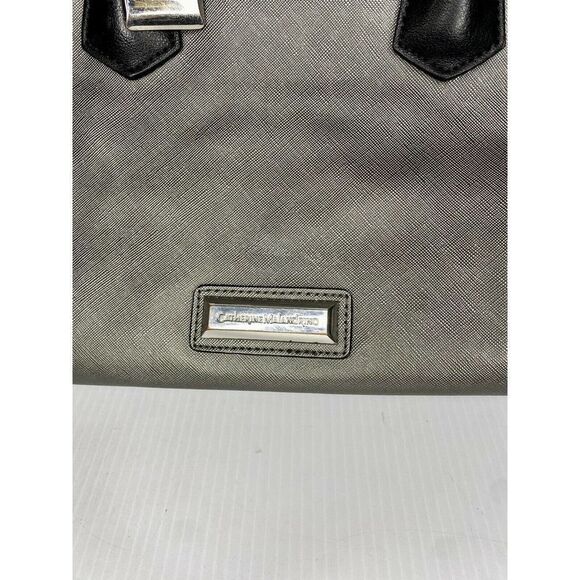 Catherine Malandrino Leather Purse Handbag Satchel Tote Hand Shoulder Bag Silver - Picture 2 of 10
